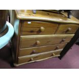 A Modern Pine Three Height Chest of Drawers, serpentine top, moulded edge.