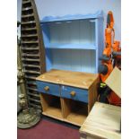 A Blue Painted Bookcase, together with a pair of bedside cupboards. (3)