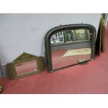A Late XIX Century Over Mantel Mirror, moulded frame with flattened arch, a brass framed bevelled