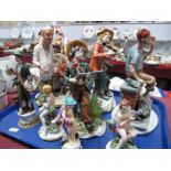 Capodimonte, and other Italian figurines (8):- One Tray