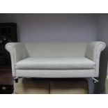 Cream Fabric Covered Two Seater Settee.