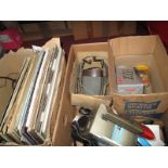 Two Canon Sure Shots, lumix digital, film reels, Crown editor etc:- One Box