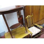 An Edwardian Oval Topped Mahogany Occasional Table, oak rocking chair. (2)