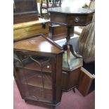 A Mahogany Corner Display Cabinet, octagonal drinks cabinet and wine table. (3)