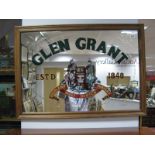 A Decorative Pub Advertising Mirror for "Glen Grant Whisky" in pine frame, 63.5 x 89cm.