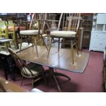 Ercol Dining Suite - rectangular shaped table (with extra leaf) on shaped legs together with four