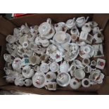 Over Seventy Crested China Models, including vases, teapots, puzzle jug, shoes, condiments, etc;