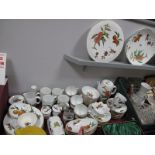 Royal Worcester Evesham Tableware; coffee pot, eight cups and saucers, four beakers, seven tea