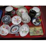 Aynsley Cups & Saucers, Crown Derby, Doulton 'Little Nell' pin trays, etc:- One Tray