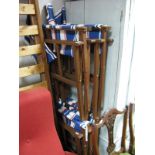 Four Folding Conservatory Chairs, with blue striped material.