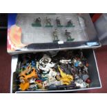 A Quantity of Plastic Model Figures, Animals, by Britains Deetail, Blue Box and other, playworn.
