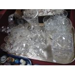 Six Brierley Sundaes, and stemmed Champagnes, other glass ware, biscuit jar etc:- One Tray