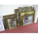 Eight Hunting Room Interior Prints, in gilt frames.