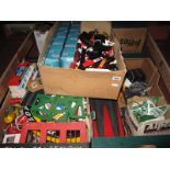 A Quantity of Scalextric Accessories, including track, barriers, buildings, playworn:- Three Boxes