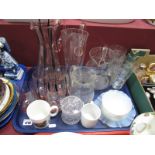 XX Century Water Jugs, glasses, Vaseline glass bowl etc:- One Tray