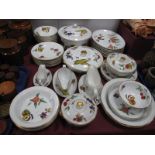Royal Worcester Evesham Tableware; four lidded tureens in various sizes, two gravy boats/stands,
