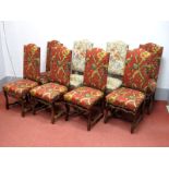 A Set of Six XIX Century French Chestnut Chairs, the upholstered backs and seats with stud