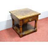 A Titchmarsh & Goodwin Oak End Table, with square top, single drawer, on turned and block