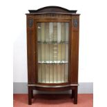 An Early XX Century Mahogany Bow Fronted Display Cabinet, with low back, leaded glazed door,