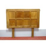 A Robert "Mouseman" Thompson Oak Single Bed Headboard, with panel back, 99cm wide.