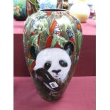 An Anita Harris Large Panda Vase, signed in gold to underside, 34cm high.