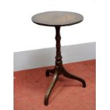 A Late XVIII Century Oak Pedestal Table, with circular top, on turned pedestal and splayed legs,