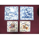 A Pair of Carter Pottery Tiles, painted with early Christian scenes, impressed marks, 15cm square; A