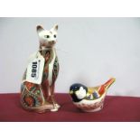 A Royal Crown Derby Porcelain Paperweight 'Siamese Cat', gold stopper, date code for 1996, 13.5cm