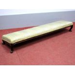 A XIX Century Rosewood Rectangular Footstool, with upholstered top, on carved cabriole legs, 17cm