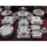 A Crown Ducal 'Orange Tree' Pottery Dinner and Coffee Service, printed marks, comprising six