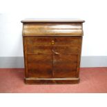 A XIX Century Mahogany Biedermeier Dressing Cabinet, with lift up cylindrical top revealing marble