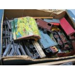 A Quantity of Hornby 'O' Gauge/7mm Playworn Items, track, crossing etc; two wayside stations, box