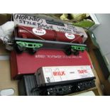 Three O Gauge/7mm 'Neverwazza's Milk Traffic' Double Bogie Box Van, double bogie 'Mobil Oil'