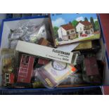 A Quantity of "N" Gauge Workshop Items, including buildings, switches, chassis, tender, components.