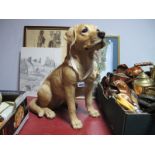 Resin Model Labrador, 51cm high. Four D. Sutcliffe pencil drawings of West Yorkshire scenes, two