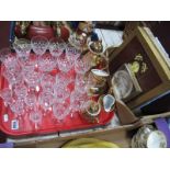 A Royal Grafton Cake Plate, Sheffield Town Hall and other cabinet plates, lead crystal wines,