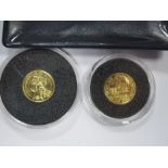 1997 Guernsey Gold £5 Coin, (14mm diameter) in capsule with certificate; A Falkland Islands £2, in