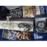 A Selection of Freshwater and Imitation Pearl Bead Necklaces, Bracelets, Earrings and a Ring:- One