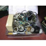 Costume Jewellery - necklaces, bangles, brooches, wristwatches, etc:- One Box