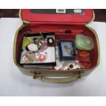 Vintage Lucite Costume Brooches, etc, contained in a vanity style case.