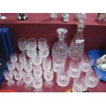 Stuart and Other Drinking Glasses, two decanters:- One Tray