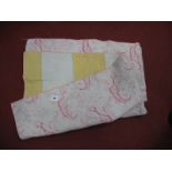 Vintage Cotton Durham Quilt, with pink foloral design, yellow and white stripes to reverse, 200 x