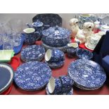 Burleigh 'Calico' and Ironstone Ware, in blue and white of thirty eight pieces.