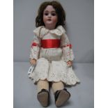 An Early XX Century Porcelain Headed Doll by Simon Halbig of Germany, sleepy eyes and open mouth