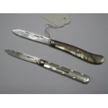 A Hallmarked Silver and Mother of Pearl Single Blade Folding Knife, Hilliard & Thomason,