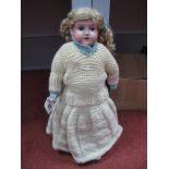 An Early XX Century Porcelain Headed Doll by Armand Marseille of Germany, head stamped '370 AM5,