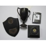 A Hallmarked Silver Miniature Twin Handled Trophy Cup, "F.F&H.D.A The Lutyens Bowls Challenger Cup