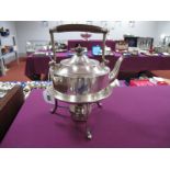 A Martin Hall & Co Electroplated Tea Kettle on Burner Stand, of Christopher Dresser style, overall