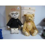 Two Modern Jointed Teddy Bears by Steiff, classic 'Druck-Musikwerk' Gold Blond, 38cm high, Toots