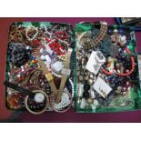 Assorted Costume Bead Necklaces, Accurist, Hira and other wristwatches, etc.